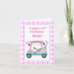 Elegant Women's Golf Party Cart 35th Birthday   Card