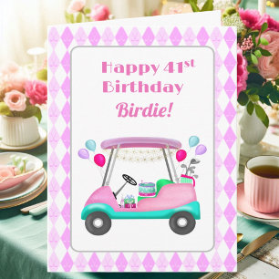 Elegant Women's Golf Party Cart 41st Birthday   Card