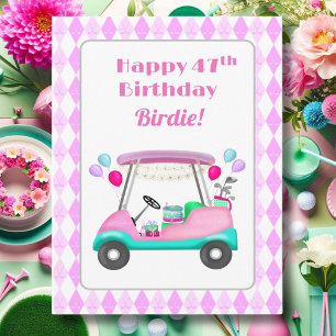 Elegant Women's Golf Party Cart 47th Birthday   Card
