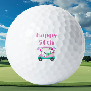 Elegant Women's Golf Party Cart 50th Birthday Balls