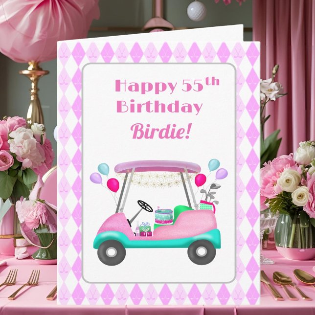 Elegant Women's Golf Party Cart 55th Birthday   Card (Creator Uploaded)