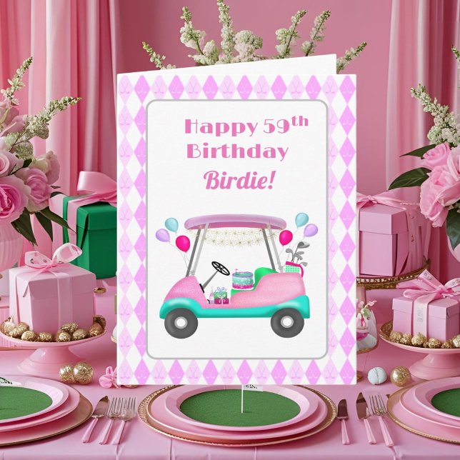 Elegant Women's Golf Party Cart 59th Birthday   Card (Creator Uploaded)