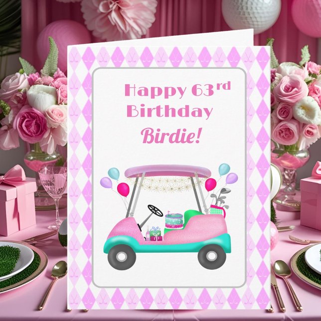Elegant Women's Golf Party Cart 63rd Birthday   Card (Creator Uploaded)