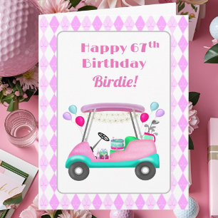 Elegant Women's Golf Party Cart 67th Birthday   Card