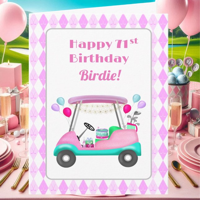 Elegant Women's Golf Party Cart 71st Birthday   Card (Creator Uploaded)