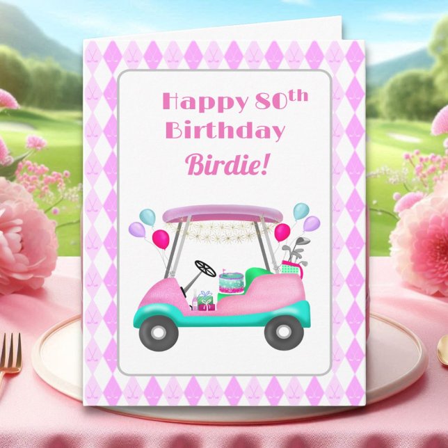 Elegant Women's Golf Party Cart 80th Birthday   Card (Creator Uploaded)
