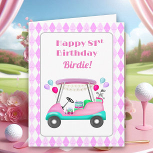 Elegant Women's Golf Party Cart 81st Birthday   Card