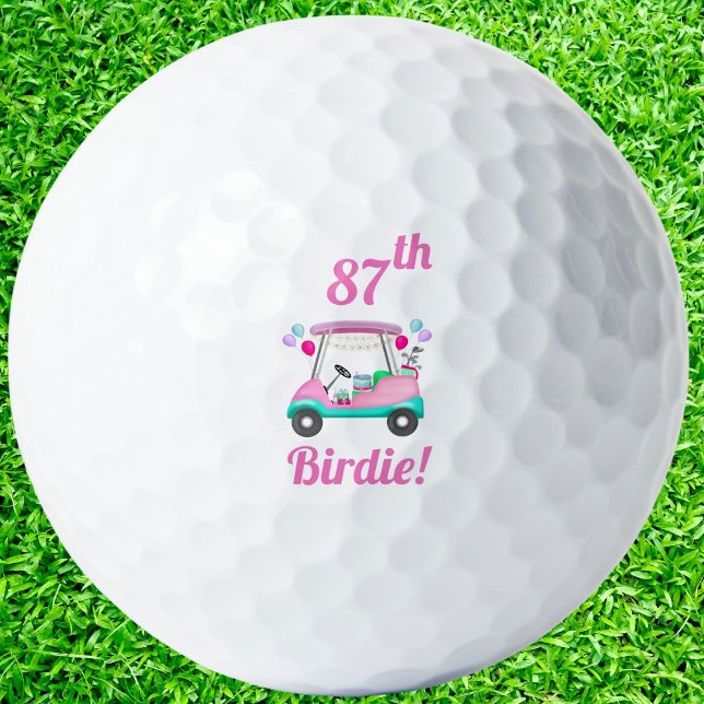 Elegant Women's Golf Party Cart 87th Birthday Name Golf Balls (Creator Uploaded)