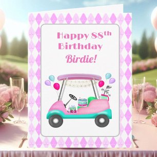 Elegant Women's Golf Party Cart 88th Birthday Card