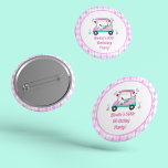 Elegant Women's Golf Party Cart Birthday  3 Cm Round Badge<br><div class="desc">These buttons are the perfect addition to any golf-themed event. Daphsam's unique artwork captures a golf cart adorned for a woman's birthday, complete with sparkling champagne, gifts, and a celebratory golf-themed cake. This design is ideal for avid golfers who dream of scoring a hole-in-one and celebrate each occasion with flair....</div>