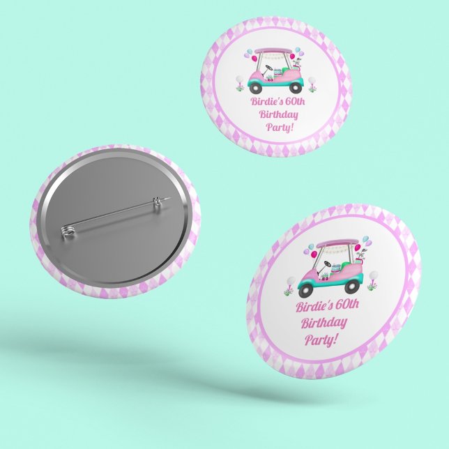Elegant Women's Golf Party Cart Birthday  3 Cm Round Badge (Creator Uploaded)