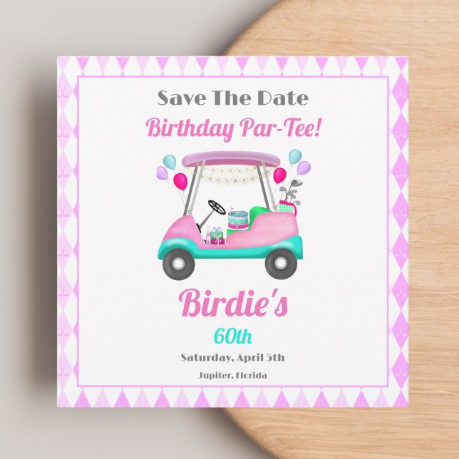 Elegant Women's Golf Party Cart Birthday  Save The Date (Creator Uploaded)