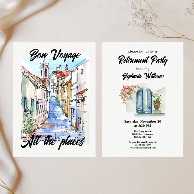 Elegant Womens Retirement Bon Voyage Invitation (Creator Uploaded)