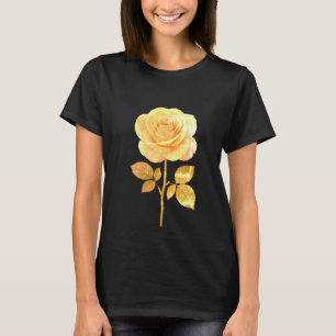 Elegant Women's T-Shirt with Golden Rose Print