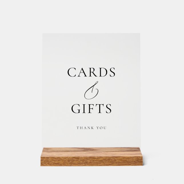 Elegant Wood Acrylic Wedding Cards and Gifts Sign (Front)