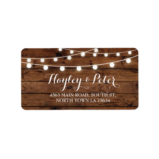 Elegant Wood Address Labels Stickers Lights (Front)