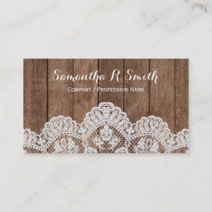 Elegant Wood and Lace Business Card