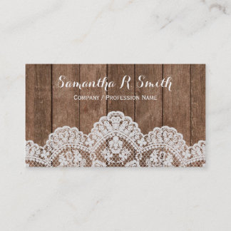Elegant Wood and Lace Business Card
