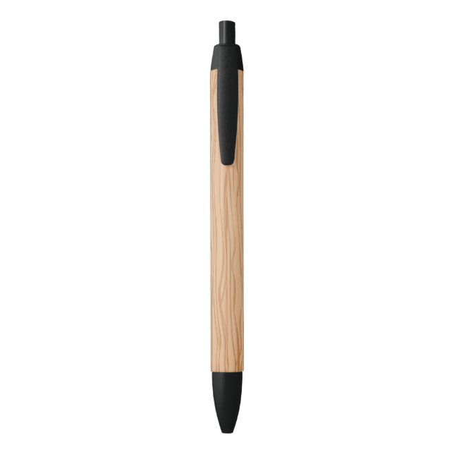 Elegant Wood Art Pattern Stylish Black Ink Pen (Back (Vertical))