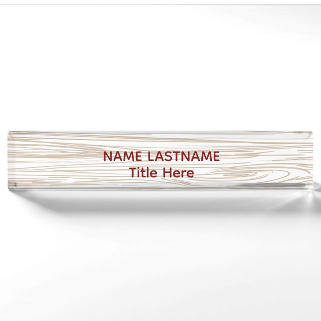 Elegant wood BG & grey  custom  Nameplate (Front)