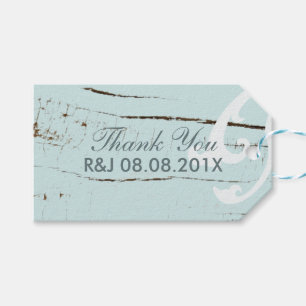 Elegant wood BLue Seashells Beach Wedding favour Gift Tags