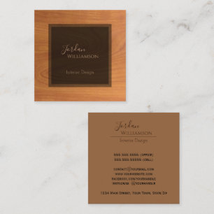 Elegant Wood Grain Simple Professional Chic  Square Business Card