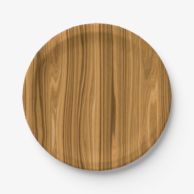 Elegant Wood grain style Paper Plate (Front)