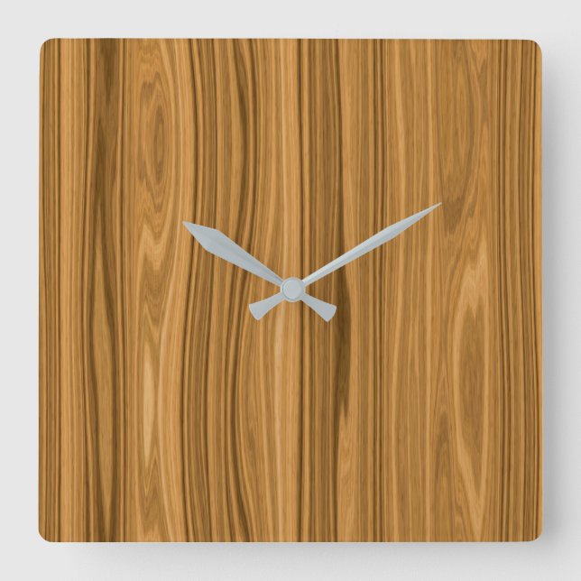 Elegant Wood grain style Square Wall Clock (Front)