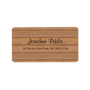 Elegant Wood Handwriting Script Name Text Address Label