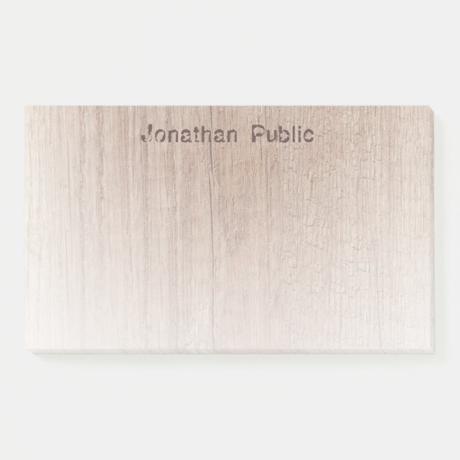 Elegant Wood Look Template Trendy Distressed Text Post-it Notes (Front)