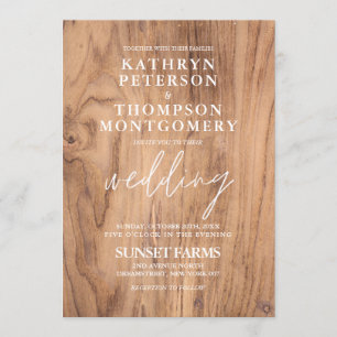 Elegant Wood Rustic Wedding Invitation