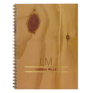 elegant wood texture, rustic & personalised notebook