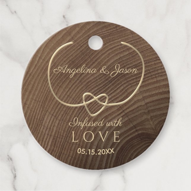 Elegant Wood Wedding Favour Tags (Front)