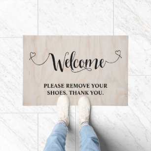 Elegant Wood Welcome Home Please Remove Your Shoes Doormat