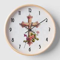 Elegant Wooden Cross with Pink Flowers