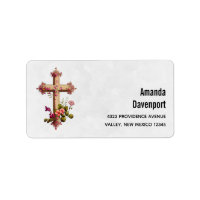 Elegant Wooden Cross with Pink Flowers