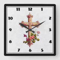 Elegant Wooden Cross with Pink Flowers