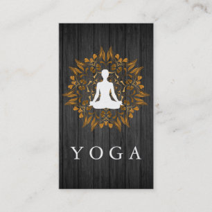 Elegant Wooden Mandala Logo Yoga Healing Health Business Card