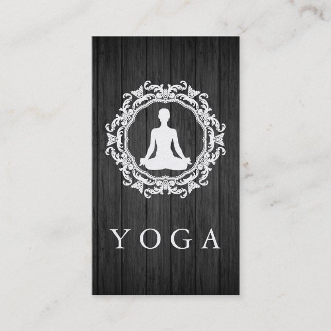 Elegant Wooden Mandala Logo Yoga Healing Health Business Card (Front)