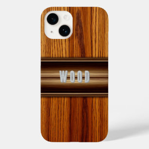 Elegant Wooden Texture with Decorative Brass Case-Mate iPhone 14 Case