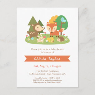 Elegant Woodland Animal Baby Shower Invitations
