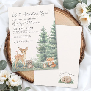 Elegant Woodland Animals Adventure Baby Shower Invitation
