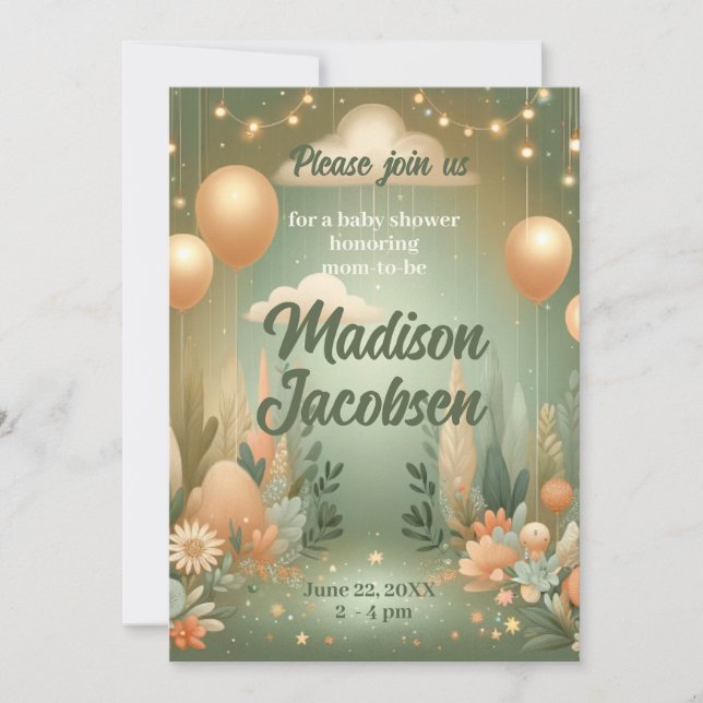 Elegant Woodland Baby Shower Invitation (Front)