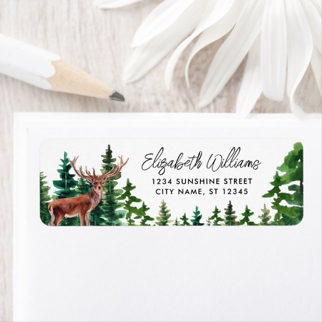 Elegant Woodland Deer Return Address Label (Insitu)