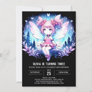 Elegant Woodland Fairy Birthday Invitation