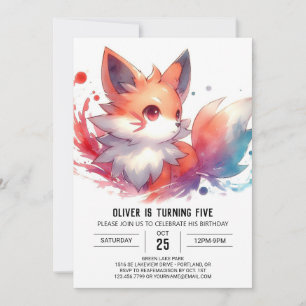 Elegant Woodland Fox Birthday Invitation