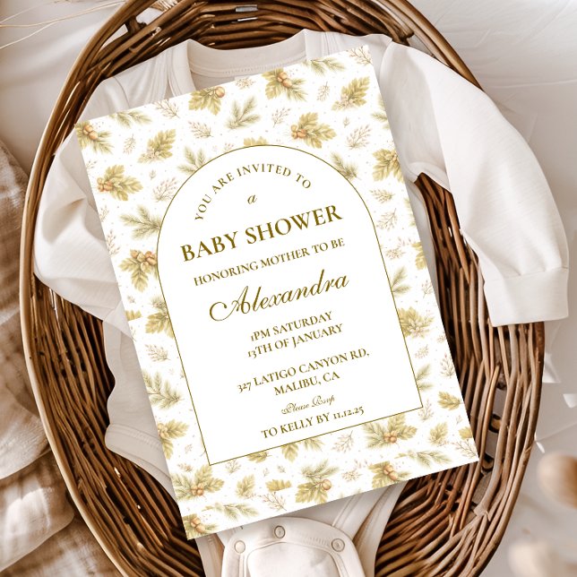 Elegant Woodland Leaves Baby Shower Invitation (Creator Uploaded)