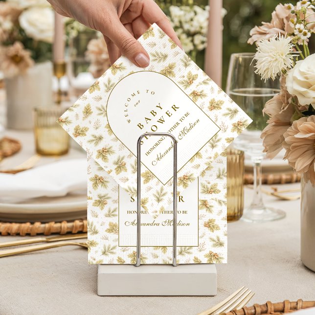 Elegant Woodland Leaves Baby Shower Napkin (Creator Uploaded)