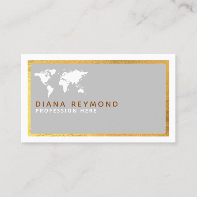 elegant world map business card (Front)