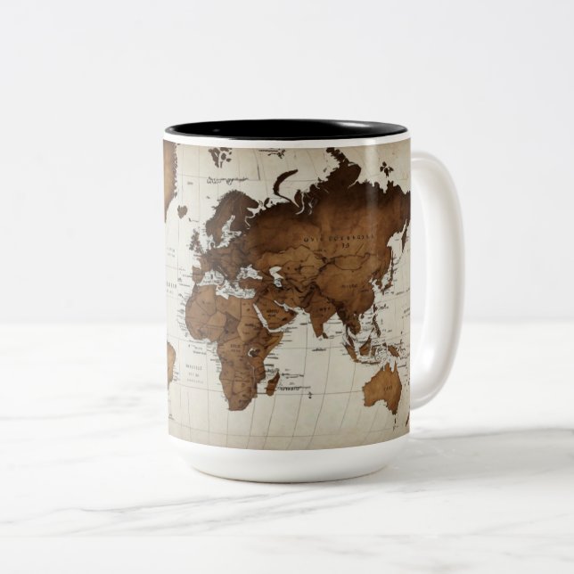 Elegant World Map Mug  (Front Right)